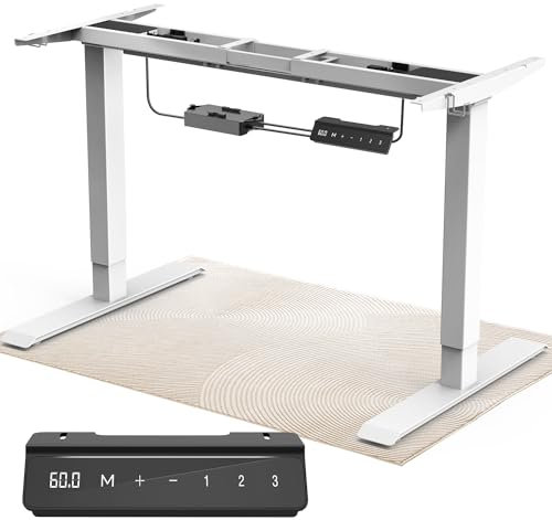 TRIUMPHKEY Höhenverstellbarer Schreibtisch, 2 Motoren, mit USB und Type-C-Ladeanschluss, Höhenverstellbarer Schreibtisch Gestell, 3 Memory Steuerung, Weiß