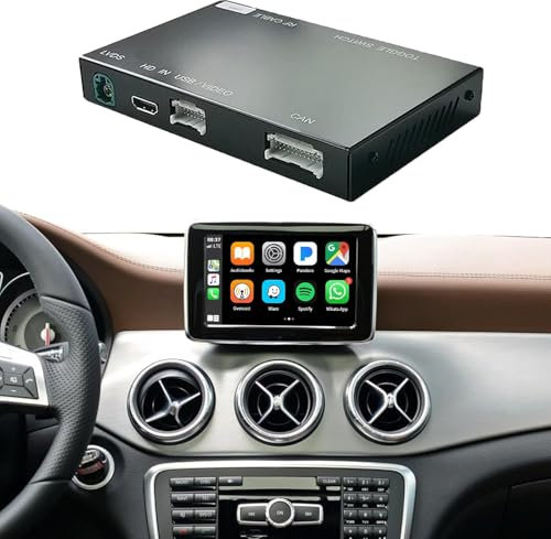 Ninetom Wireless Carplay Android Auto Decoder Nachrüstsatz für 2011–2015 Mercedes Benz A/B/C/GLK/GLA/GLC/GLS/ML/GL/SLK/E/G/V-Klasse mit NTG4.5/4.7, unterstützt Mirrorlink, Navigation, Siri, Kamera