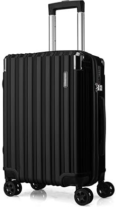 FLIEE Cabin Suitcase Hard Shell | 55x40x20cm Cabin Luggage | Lightweight Suitcase | Aluminum Telescopic Handle | TSA 3 Digit Combination Lock | 4 Dual Spinner Wheels. (Black, Cabin 20)