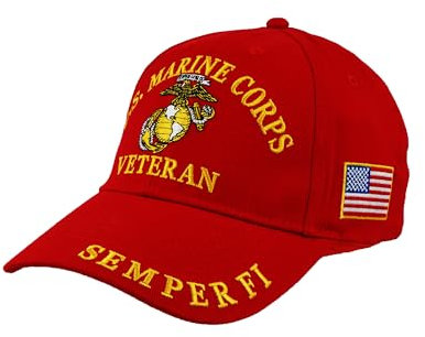 Trendy Zone 21 USMC Cap | Stylische Marine Corps Mütze | Offiziell lizenzierte Caps | 100% Baumwolle | Stylische Baseballmütze, Kirschrot, M-L