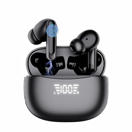 Jsdoin Bluetooth Kopfhörer, drahtloser Bluetooth 5.3 Sport in Ohrhörern, 40-Stunden-Wiedergabezeit, LED-Anzeigebildschirm, High Fidelity Stereo Kopfhörer für Arbeit und Studium