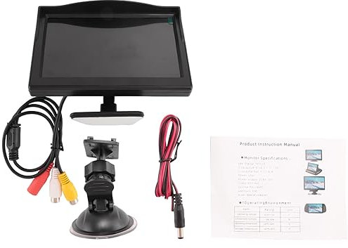 JANZU 5 Inch 800X480 TFT LCD HD Screen Monitor with Dual Mounting Bracket for Car Backup Camera/Rear View/DVD/Media Player