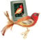 Krebs Glas Lauscha - Weihnachstdekoration/Christbaumschmuck aus Glas - Glasvogel - Motiv: Stieglitz mit Echtfedern - Farbe: Orange - Größe: 12 cm - Made in Germany