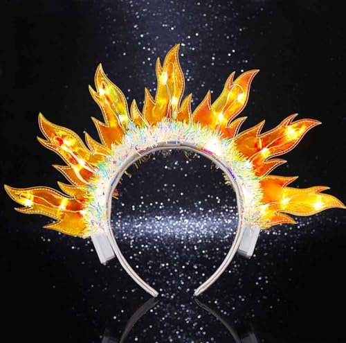 Evlry Serre-tête lumineux avec flamme LED - Bandeau d'Halloween et de fête - Accessoire de cheveux pour femme