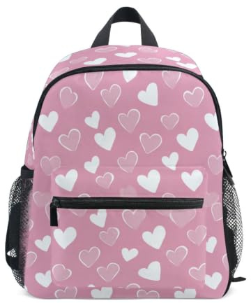 Kcldeci Sac à dos pour tout-petits filles garçons blanc et rose cœur maternelle primaire maternelle enfants école maternelle sac à livres S-M, Beurre de pain grillé aux œufs au plat, M, Sac à dos