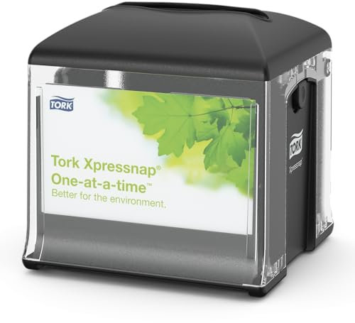 Tork 272808 Xpressnap Snack Serviettenspender / N10 Tischspender in Schwarz für Spenderservietten / 1 x Falttuch-Spender / 15,7 x 14,9 x 14,9 cm (H x B x T)