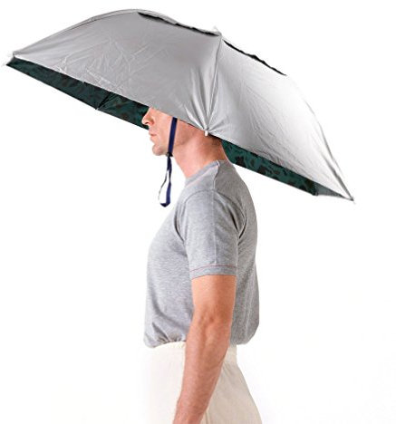 Luwint Regenschirm, Kopfbedeckung, 91,4 cm Durchmesser, elastisch, für Angeln, Garten, faltbar, silberfarben