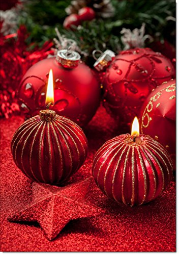 doodlecards Pack of 10 Christmas Cards and Envelopes Traditional Candles. Printed in UK, Premium Quality & 100% Recyclable.