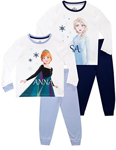 Disney Frozen Schlafanzug | Pyjama Mädchen Lang | 2 Stück Anna & ELSA Schlafanzüge Für Kinder