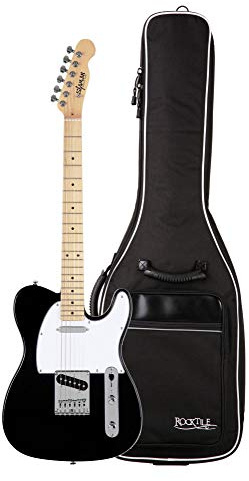 Shaman Element Series TCX-100B Gigbag Set (Hochwertige E-Gitarre im TL Style mit 2 Single Coil Pickups & Cutaway inkl. Gigbag) Schwarz