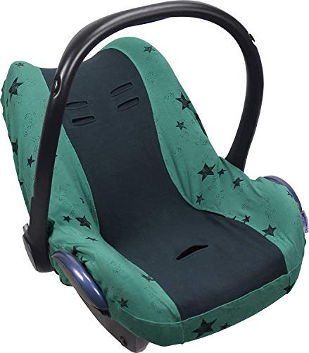 Original Dooky Seat Cover Schonbezug Green Stars für Babyschale Universalgröße geeignet für 3 und 5 Punkt Gurtsystem Autositz, für Altersgruppe 0+, grün
