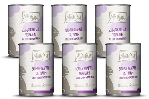 MjAMjAM - Premium Nassfutter für Katzen - schmackhafter Truthahn an leckeren Möhrchen, 6er Pack (6 x 400 g), getreidefrei mit extra viel Fleisch