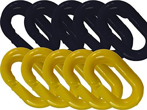 UvV Absperrketten Notglieder 10er Set, Reparatur und Verbindungsglieder aus Kunststoff in vielen Farben und Größen (8 mm, gelb/schwarz)