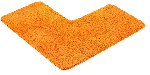 PANA® Duschvorleger mit Eckausschnitt (50x100x100 cm) • Badteppich für Eckduschen • Duschmatte rutschfest & waschbar • Eck Badematte • Ideal für eckige Duschkabinen • Farbe: Orange