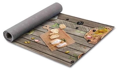 HomeLife PVC Küchenläufer waschbar & rutschfest | 52 × 300 cm | PVC Teppich Läufer für Küche, Flur & Bad | Polyester Teppich für Eingangsbereich Innen & Außenbereich | DesignMediterrane Freude