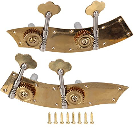 2Pcs Bass Tuner Double Metal Gear Tuning Key Pegs Dual Tuning Pegs Mechaniken für Bassisten Gold
