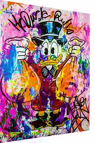 Magic Canvas Art Dagobert Duck Pop Art Leinwandbild 1- teilig Hochwertiger Kunstdruck Wandbilder – B8100, Größe: 100 x 75 cm