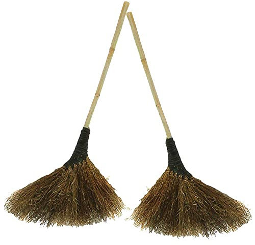JYCCH Batidor Escoba, Tradición Escoba De Paja Hojas De Barrido Impermeable Resistente Al Desgaste Estructura Estable Hecho A Mano Mango De Bambú Trabajadores De Saneamiento Agh (Color :
