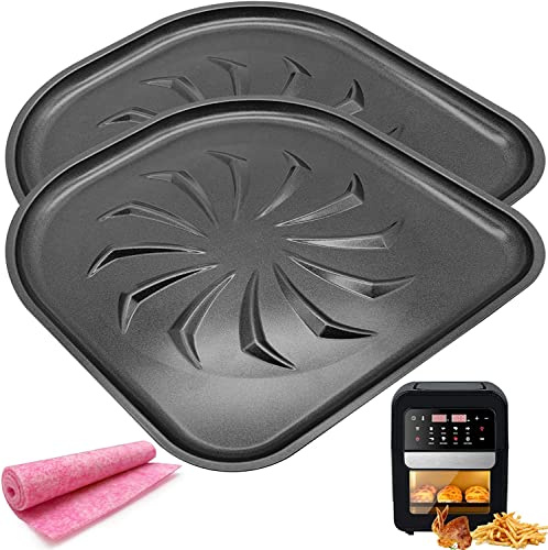 ALJ Air Fryer Replacement Drip Tray for PowerXL Air Fryers, 2PCS Upgraded Air Fryer Drip Pan for 6QT, 10QT PowerXL Vortex Air Fryer Pro Oven, Non-stick, Dishwasher Safe