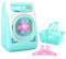 deAO Mini Lavatrice Giocattolo Set Fai Finta Giocattolo Elettrodomestico Alimentato a Batteria Suoni Realistici con Luci Lavanderia Play Set Pulizia Lavatrice per Bambini Regalo di Natale