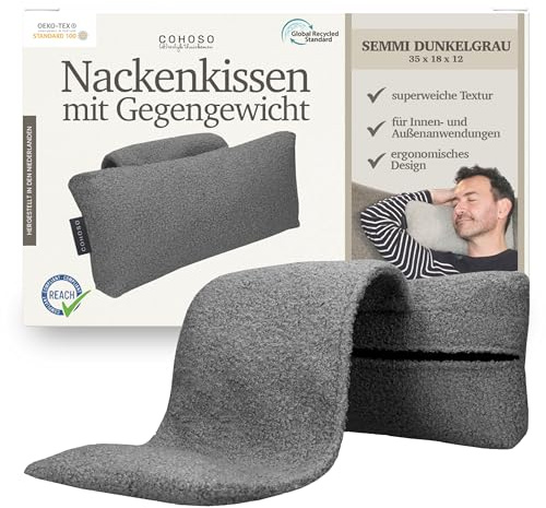 COHOSO® Nackenkissen mit Gegengewicht - Ergonomisches Nackenstützkissen, Nackenrolle Kissen Halbrund für Sessel, Höhenverstellbares Neck Pillow, Kopfstütze Sofa Couch, Nackenpolster für Gartenstühle