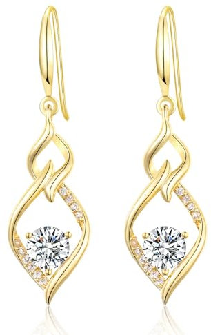 MASOP Ohrringe Gold Hängend AAA Zirkonia Hängeohrringe Lange Ohrhänger Hochzeit Schmuck für Damen Braut