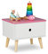 Relaxdays Table de Chevet pour Enfant, avec tiroir, HLP 31x38x30 cm, Chambre, Petite Commode, Bois et MDF, Blanc-Rose