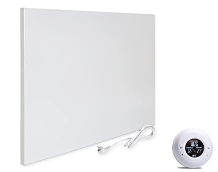 VIESTA® H400 Infrarotheizung Heizpaneel 400W 60x60cm Carbon Crystal rahmenlos Wand/Decke IP20 TÜV/GS Überhitzungsschutz 98% 70-90°C 100.000h energiesparend inkl.Funkthermostat TH20 2.4G Wochenprogramm