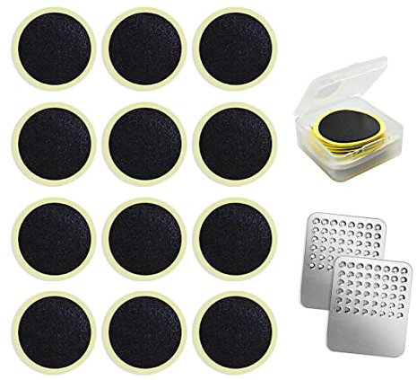 LICQIC Bicycle Tyre Repair Kit, Self Adhesive Bike Puncture Repair Patches, Cycle Puncture Repair Kit with Metal Rasps, for Road, Mountain or Commuter Bikes