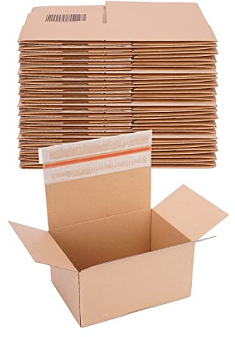 verpacking Automatik Karton 230 x 165 x 115 mm Braun (Außenmaß 232 x 167 x 122 mm) VP 35 Versandkartons mit selbstklebendem Deckel stabile Kartonagen (40 Stück)