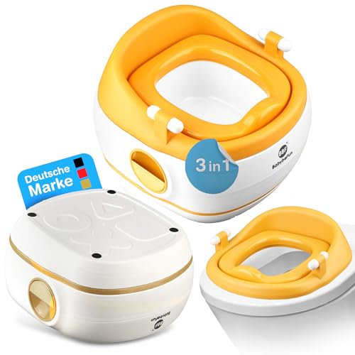 BabybeFun Töpfchen für Kinder 3in1 + Toilettensitz Kinder + Hocker/Kindertoilette für das Töpfchentraining für Kinder ab 2 Jahre gelb