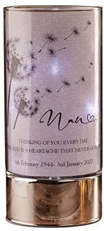 ukgiftstoreonline Personalised Nan Memorial Led Lamp With Dandelions