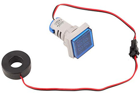 Amperometro Montaggio A Pannello 12 Volt Amp Meter Sensore Ad Effetto Hall LED in Plastica Display Digitale Indicatore del Misuratore di Corrente della Tensione CA 22 Mm 0 100 A (Blu)