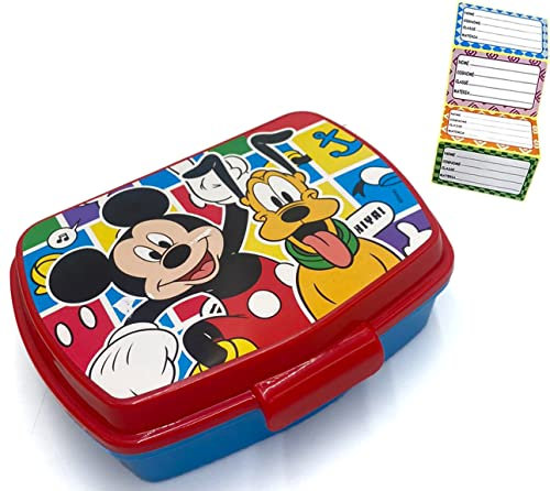 ICE TOYS Brotdose + 4 bunte Namensschilder Lunchbox für Kinder (Mickey Mouse 2)