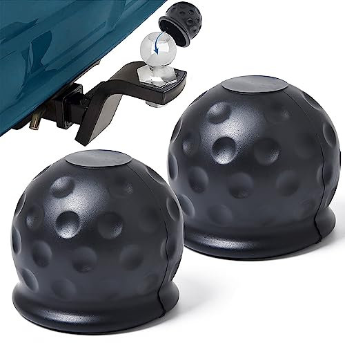 2 pezzi copertura per gancio di traino, nero gancio di traino, tappo di protezione in gomma per traino, copertura per testa sferica per rimorchio (sferica)