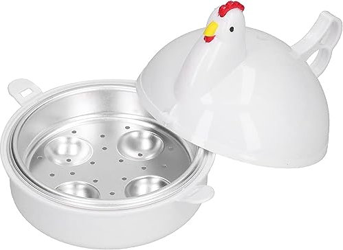 Mikrowelle Eierkocher Mit 4 Eier Kapazität, Eierdämpfer Hühnerform Mikrowelle Dampfkessel Dampfer Mini-Eier Ei-kocher Küchenhelfer Mikro-Eierkocher für Frühstück Kochen Frühstücksei