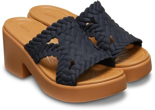 Crocs Women Sandal, Brooklyn Woven Slide Heel, Black, 3 UK Women