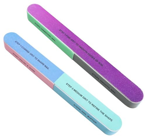 2Pcs Nail Buffer, 7-Sided Nail Buffer Blocks, Professional Nail Files, Manicure Sanding File for Natural Nails Acrylic Nail Polishing Nails