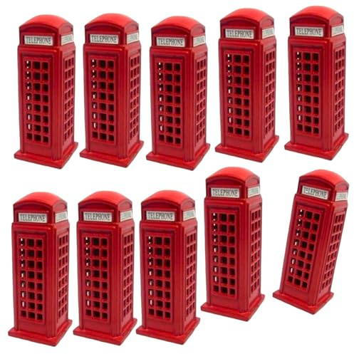 Bells Box 10 x Magnet mit Londoner Telefonzelle, Britisches Souvenir-Metallmagnet, roter Telefonzellen-3D-Druckgussmagnet