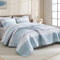 Litanika Queen-Bettwäsche-Set Spa, blau, gestreift, Patchwork-Tagesdecke, Tagesdecke, Tagesdecke, Decke, 3-teilig, leichte Mikrofaser, Sommer-Bettwäsche-Set (1 Steppdecke, 2 Kissenbezüge)