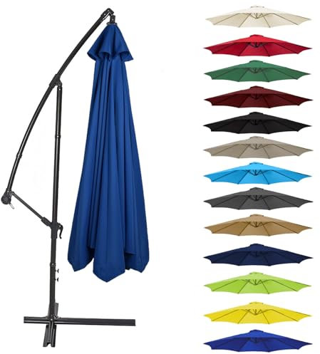 Canopy Cover 200CM 2.7M 300CM (6 Arms/8 Arms) Umbrella Replacement Cloth Cantilever Parasol Top Fabric Cover UV Protective(Color:Royal blue,Size:8 ribs-3m(9.8ft))