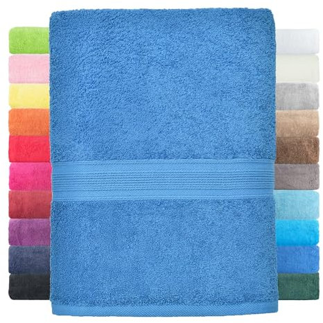 leevitex® Duschtuch 2er Set aus 100% Baumwolle, weich und saugstark | 500 g/m² | 70 x 140 cm | Royalblau