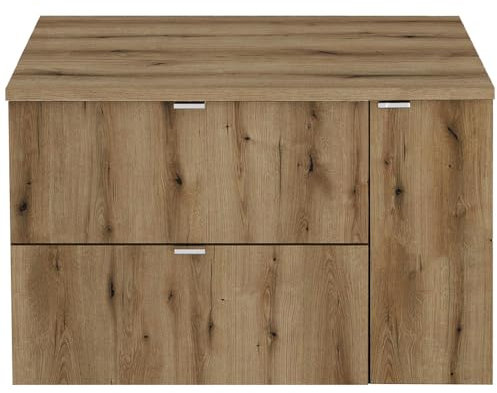 Lomadox Badezimmer Waschtisch 80cm, Eiche, geringe Tiefe (40cm)