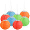 Lunartec Papierlampion: 8er-Set Solar-LED-Lampions, Dämmerungssensor, IP44, Ø 30 cm, bunt (Grüner Lampion, Party, Lichterkette)