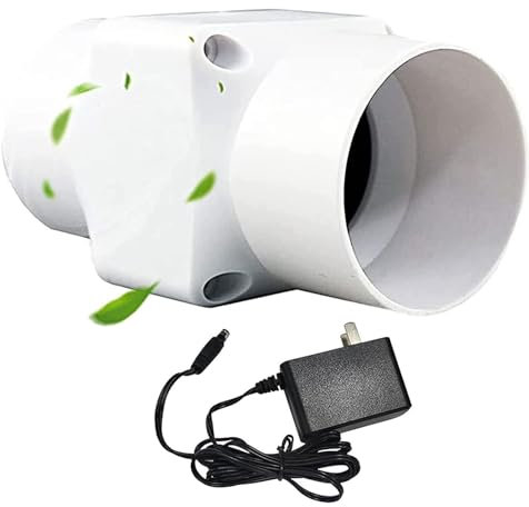 LRUPVEG 2 Inch/50mm Inline Duct Fan, Ventilation Exhaust Air Fan Quiet Fan Filter Duct Kit 6W 12V Intake Fume Extractor Blower(Black,Normal Power)