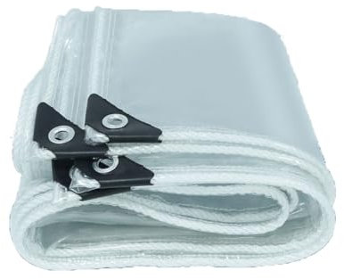 JMDNTQ Bache de Transparente PVC 2.8x3.5m, Bâche Solide Protection Plastique Imperméable, Epaisse avec Oeillets, Convient pour des toits, Camping, terrasses, piscines, Bateaux