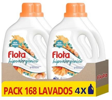 FLOTA | Detergente Líquido Hipoalergénico para Lavadora | Ropa Blanca y Color | Fragancia Hipoalergénica | Pack de 4 x 42 = 168 Lavados
