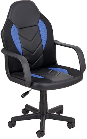 Baroni Home Sedia da Gaming in Acciaio e Soft Foam, Poltrona da Gioco Ergonomica con Ruote Girevoli e Altezza Regolabile, Sedia da Scrivania per Adulti Facile da Montare, 56x50x106 cm, Blu
