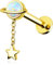 OUFER 16G Dangle Knorpel Ohrpiercing Stern Conch Ring 316L-Edelstahl Helix Planet 8mm Gold Opal Lippenpiercing Innengewinde