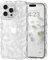 Micoden Cute Curly Wave Case for iPhone 14 Pro Max,Clear with Anti-Yellowing Flower Floral,Soft TPU Slim Bumper Shockproof Anti-Scratch Protective Wavy Cover for Girls Women-White